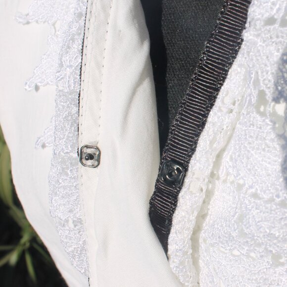 ALL THAT JAZZY MATERNITY BLACK WHITE BLOUSE SIZE MEDIUM L/S LACE TRIM VTG - Picture 5 of 12